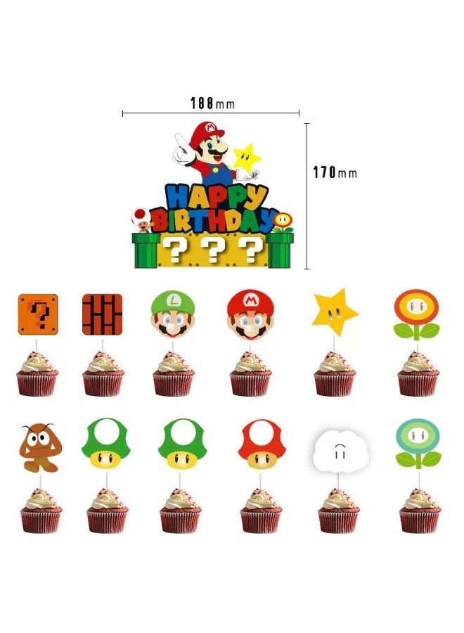 35 PCS New Super Mario Game Theme Children's Party Supplies - Image 3